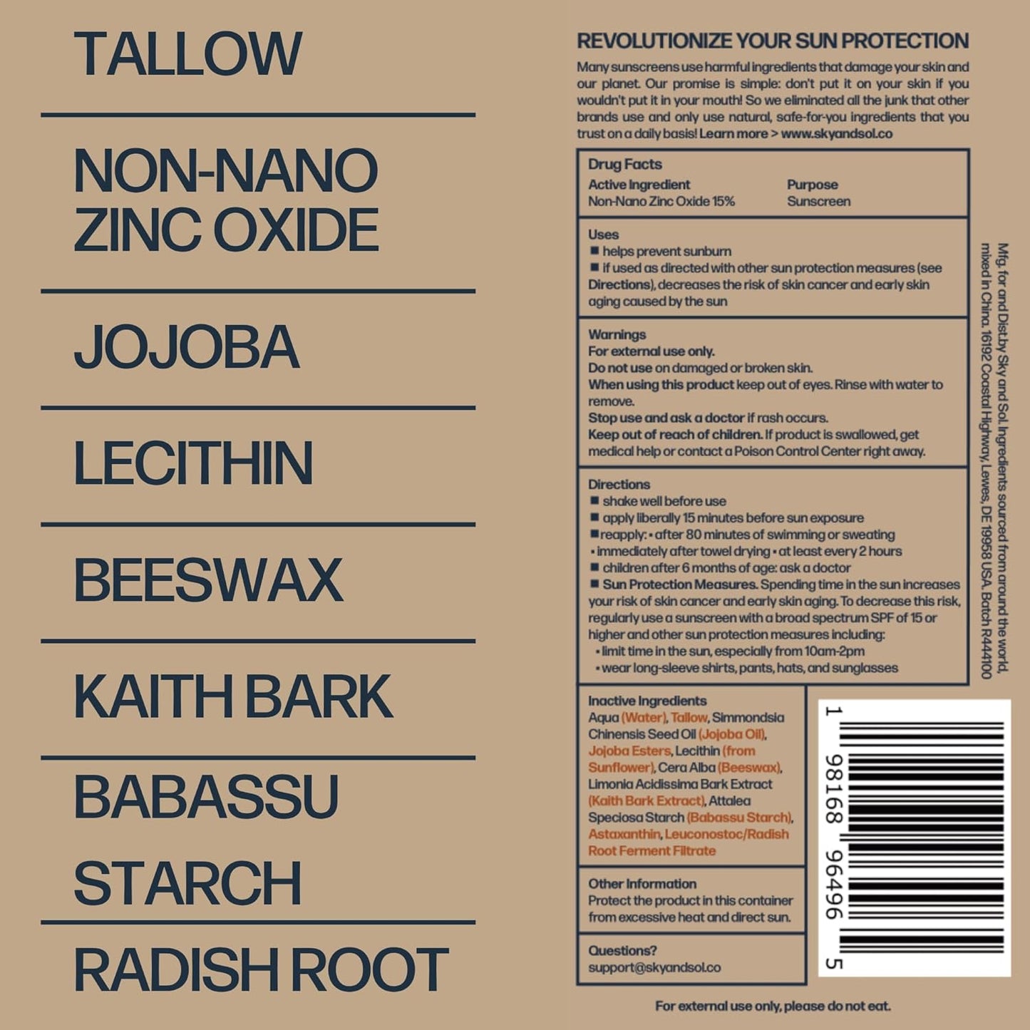 Sky and Sol Natural Mineral Sunscreen SPF 30