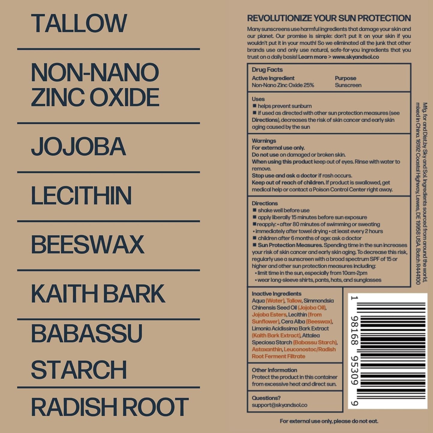 Sky and Sol Mineral Sunscreen SPF 50